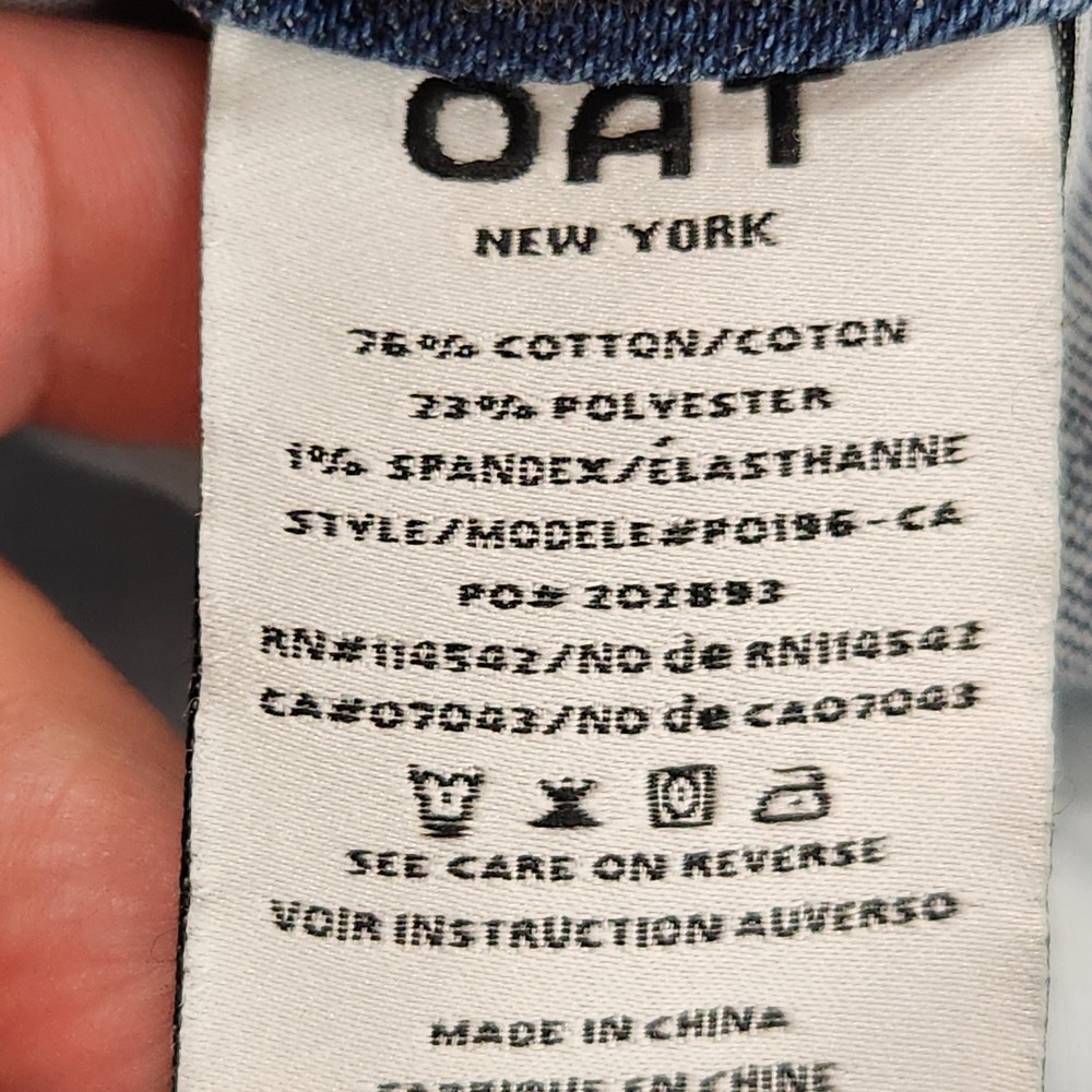 Oat New York Dark Wash Wide Leg Jeans Stretch 5 Pocket Wide Cuff Hem Size 12/31 - Picture 3 of 10
